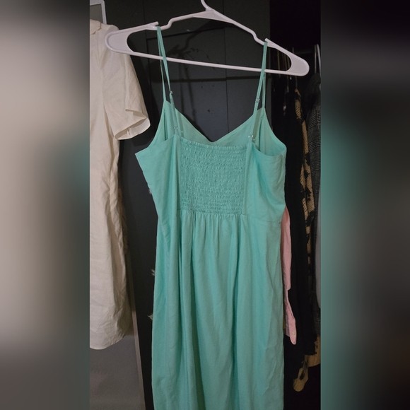Jcrew Strappy Sleeveless Turquoise Dress Midi Dress With Slit - Picture 3 of 4